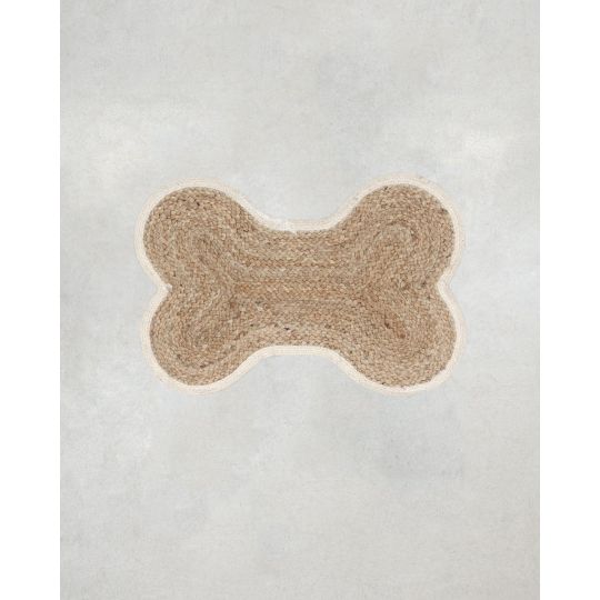 Ψάθα Πλεκτό Οικολογικό Χαλί Γιούτας Dog Station σε Σχήμα Κόκκαλο Woof