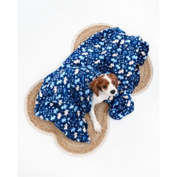 Ψάθα Πλεκτό Οικολογικό Χαλί Γιούτας Dog Station σε Σχήμα Κόκκαλο Woof - 