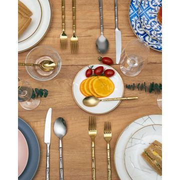 Ανοξείδωτο Πιρούνι Γλυκού Λαβή Σχέδιο Bamboo Cami - 