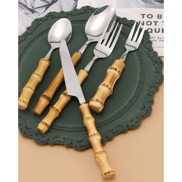 Ανοξείδωτο Πιρούνι Φαγητού Λαβή από Bamboo Polly