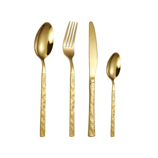 Χρυσό Ανοξείδωτο Κουτάλι Σούπας Σφυρήλατη Λαβή Yvon Χρυσό