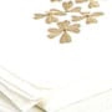 Σετ 4 τεμ Λινές Πετσέτες Φαγητού Κέντημα Μπεζ Μαργαρίτες 42x42cm Μπρονζέ - 