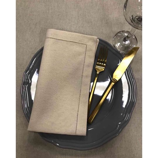 Μονόχρωμη Αζούρ Πετσέτα Φαγητού με Γαλλική Γωνία Elsa Panama 50x50cm 50x50cm Εκρού