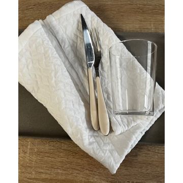 Βαμβακερό Μονόχρωμο Πικέ Ζακάρ Ποτηρόπανο Augerinos 50x60cm 50x60cm Άσπρο