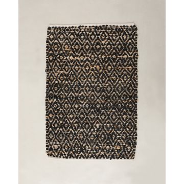 Ψάθινο Οικολογικό Μαύρο Χαλί Γιούτα Βαμβάκι Amber Μαύρο