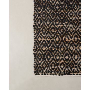 Ψάθινο Οικολογικό Μαύρο Χαλί Γιούτα Βαμβάκι Amber Μαύρο - 