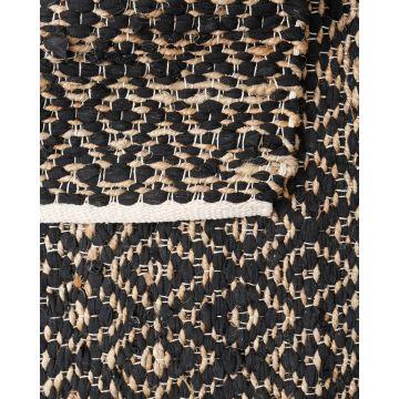 Ψάθινο Οικολογικό Μαύρο Χαλί Γιούτα Βαμβάκι Amber Μαύρο - 