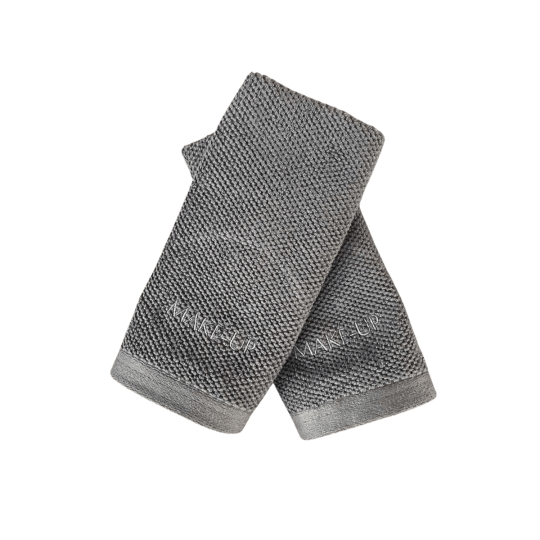 Βαμβακερή Vat Δίκλωνη Πετσέτα με Κέντημα Make-Up Sorra 600gsm Ανθρακί