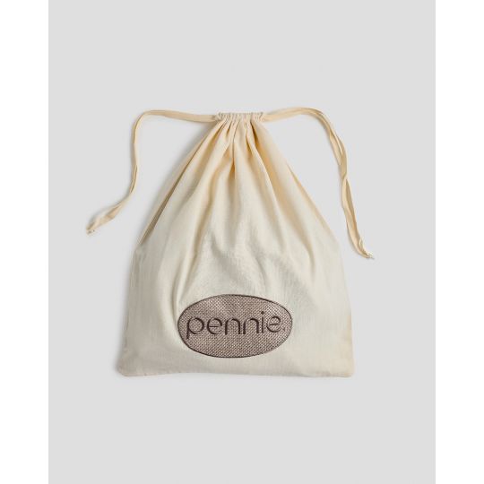 Βαμβακερός Σάκος Απλύτων με Μπεζ Κέντημα Pennie & Κορδόνι Labada 37x43cm