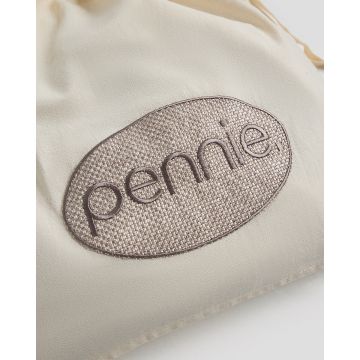 Βαμβακερός Σάκος Απλύτων με Μπεζ Κέντημα Pennie & Κορδόνι Labada 37x43cm - 