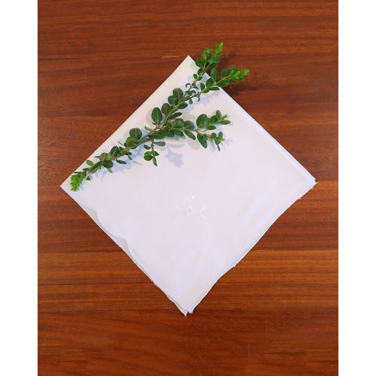 Βαμβακερή Λευκή Πετσέτα Φαγητού με Κέντημα 40x40cm 40x40cm Άσπρο