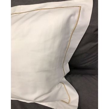 Ξενοδοχειακή Βαμβακοσατέν Μαξιλαροθήκη Oxford με Πλακέ Κέντημα Silken 50x70+5cm 50x70 5cm Άσπρο