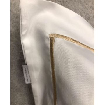 Ξενοδοχειακή Βαμβακοσατέν Μαξιλαροθήκη Oxford με Πλακέ Κέντημα Silken 50x70+5cm 50x70 5cm Άσπρο - 