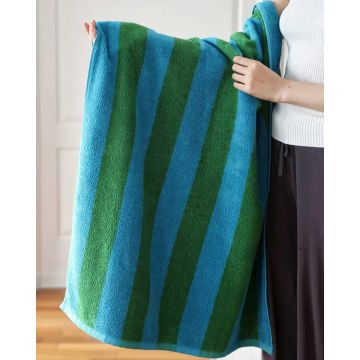 Βαμβακερή Ριγέ Πετσέτα Μπάνιου Akro 90x170cm Θαλάσσης | 90x170cm - 