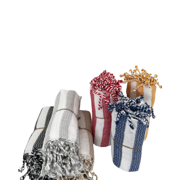 Βαμβακερό Παρεό με Chevron Ρίγες & Κρόσσι Olina 90x170cm Παρεό | 90x170cm