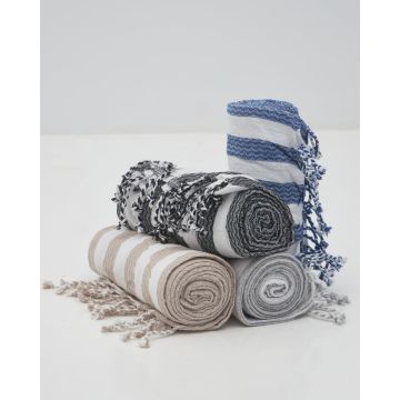 Βαμβακερό Παρεό με Chevron Ρίγες & Κρόσσι Olina 90x170cm Παρεό | 90x170cm - 