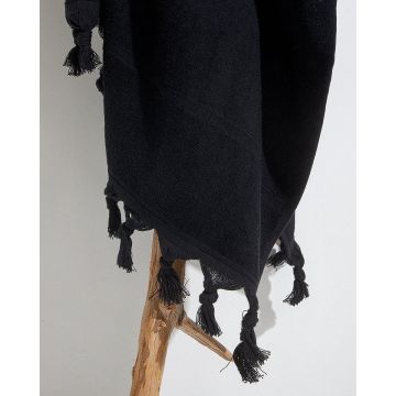 Μαύρη Βαμβακερή Πετσέτα Θαλάσσης με Κρόσσια Lato 90x180cm Λουτρού | 90x180cm Μαύρο - 