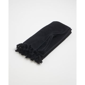 Μαύρη Βαμβακερή Πετσέτα Θαλάσσης με Κρόσσια Lato 90x180cm Λουτρού | 90x180cm Μαύρο - 