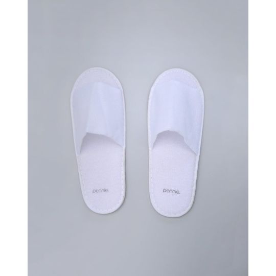 Πετσετέ Ανοιχτές Μπροστά Παντόφλες Slipper  One Size Άσπρο