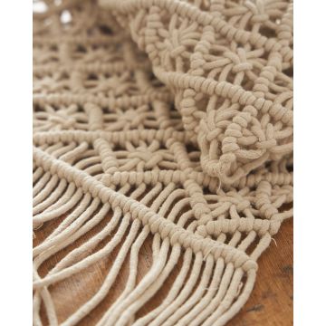 Boho Βαμβακερή Macrame Τραβέρσα Runner Willow 40x150cm Τραβέρσα (40x150cm) Σοκολά - 