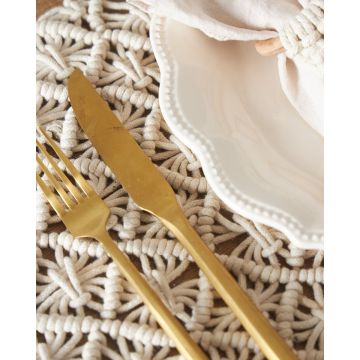 Boho Βαμβακερή Macrame Τραβέρσα Runner Willow 40x150cm Τραβέρσα (40x150cm) Σοκολά - 