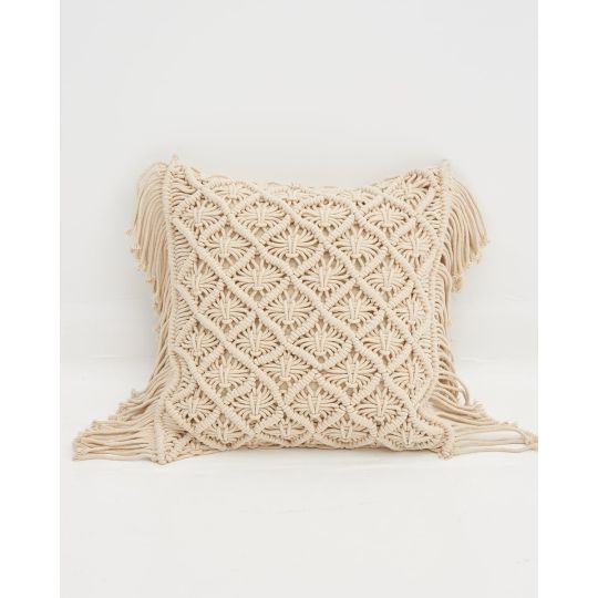Boho Βαμβακερή Macrame Μαξιλαροθήκη Φιγούρας Edelma 45x45cm 45x45cm Μπεζ