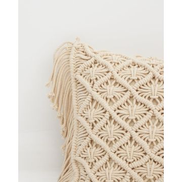 Boho Βαμβακερή Macrame Μαξιλαροθήκη Φιγούρας Edelma 45x45cm 45x45cm Μπεζ - 