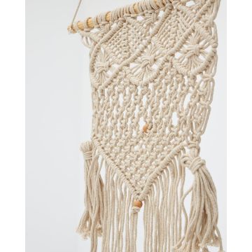 Boho Διακοσμητικό Τοίχου Macrame με Φούντες Ishara 40x70cm 40x70cm Εκρού - 