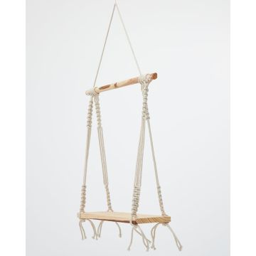 Boho Διακοσμητικό Ξύλινο Κρεμαστό Ράφι Τοίχου με Μακραμέ Jade 43x55x40cm Natural - 