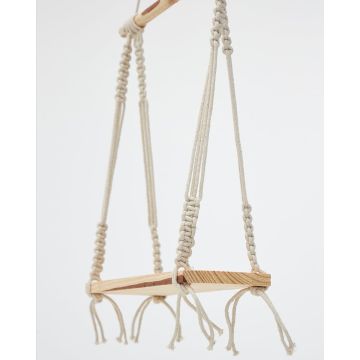 Boho Διακοσμητικό Ξύλινο Κρεμαστό Ράφι Τοίχου με Μακραμέ Jade 43x55x40cm Natural - 