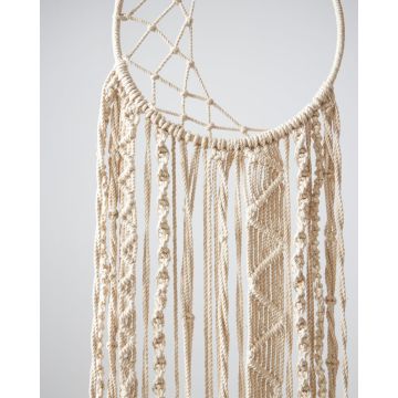 Boho Διακοσμητικό Τοίχου Macrame Ονειροπαγίδα με Κρόσσια Hazel 30x60cm Natural - 