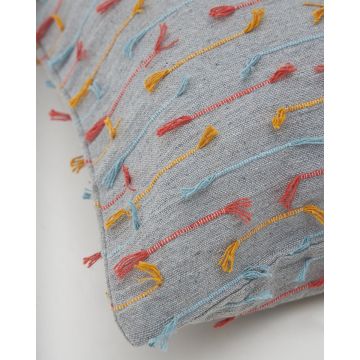 Γκρι Διακοσμητική Μαξιλαροθήκη με Σχέδιο Χρωματιστές Γραμμές Lala 45x45cm 45x45cm Γκρι - 