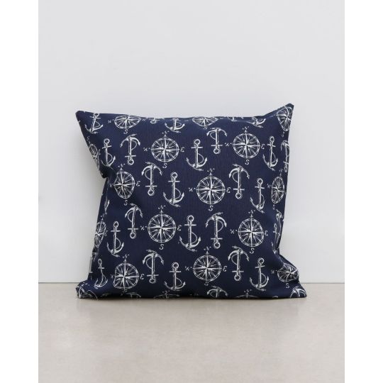 Διακοσμητική Μαξιλαροθήκη Καναπέ Δαπέδου με Πυξίδες και Άγκυρες Angira Μπλε Σκούρο
