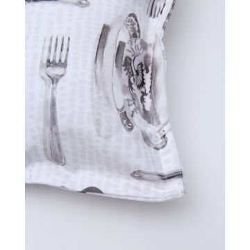 Βελούδινη Διακοσμητική Oxford Mαξιλαροθήκη English Breakfast 40x40 2cm - 