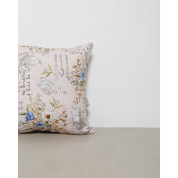 Διακοσμητική μαξιλαροθήκη Sanremo με σχέδιο λουλούδια 40x40cm Μπεζ - 