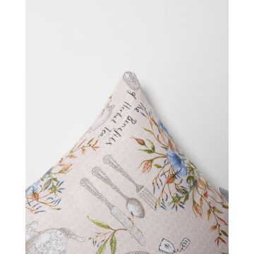 Διακοσμητική μαξιλαροθήκη Sanremo με σχέδιο λουλούδια 40x40cm Μπεζ - 