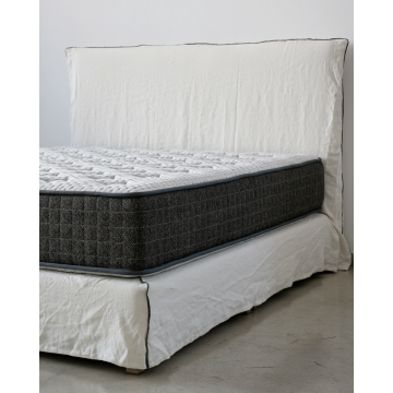 Κρεβάτι Ξύλινο με Αποσπώμενο Λινό Κάλυμμα Cama Υπέρδιπλη Εκρού - 