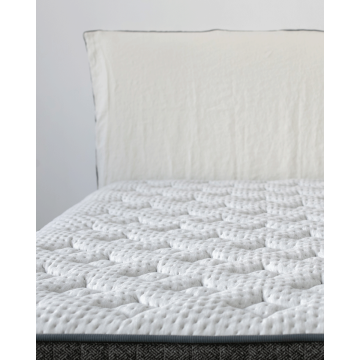 Κρεβάτι Ξύλινο με Αποσπώμενο Λινό Κάλυμμα Cama Υπέρδιπλη Εκρού - 