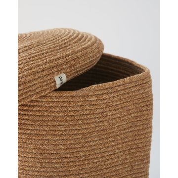 Boho Natural Πλεκτό Οικολογικό Καλάθι με Καπάκι Lona 35x38cm Natural - 
