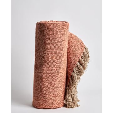 Βαμβακερό Μπεζ Ριχτάρι Αργαλειού με Φάσα Zosime Μπεζ- Κονιάκ - 