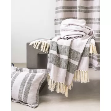 Βαμβακερό Ριχτάρι Αργαλειού με Μαύρη Φάσα Damian Πούδρα