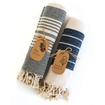 Βαμβακερή Chevron Πετσέτα Παρεό με Κρόσσια Elis 90x160cm Παρεό | 90x160cm - 