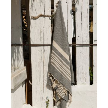 Βαμβακερή Chevron Πετσέτα Παρεό με Κρόσσια Elis 90x160cm Παρεό | 90x160cm - 