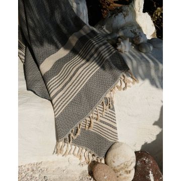 Βαμβακερή Chevron Πετσέτα Παρεό με Κρόσσια Elis 90x160cm Παρεό | 90x160cm - 