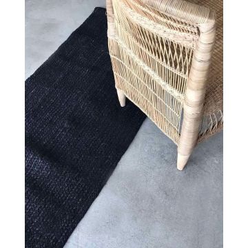 Ψάθα Μαύρο Πλεκτό Οικολογικό Χαλί Γιούτας Dark σε 2 Διαστάσεις Μαύρο