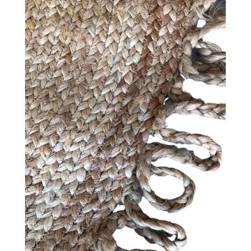 Ψάθα Πλεκτό Οικολογικό Στρογγυλό Χαλί Γιούτας Zig-Zag Φάσα Manhattan Μπεζ - 