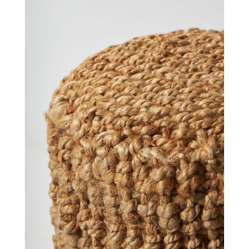 Οικολογικό Boho Πλεκτό Πουφ Γιούτα Modesty 30x30x40cm 30x30cm Μπεζ - 