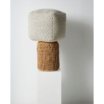 Οικολογικό Boho Πλεκτό Πουφ Γιούτα Modesty 30x30x40cm 30x30cm Μπεζ - 