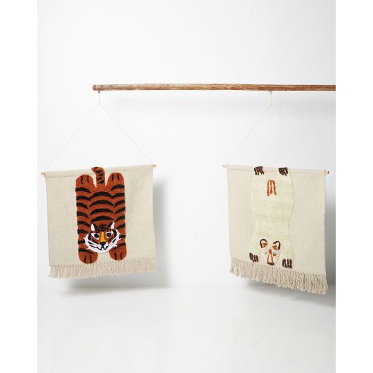 Boho Διακοσμητικό Τοίχου Βαμβακερή Ταπισερί Dosser σε 3 Σχέδια One Size (68x60cm(70cm με κρόσσια)) Μπεζ