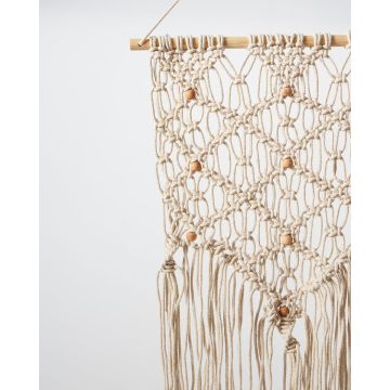 Boho Διακοσμητικό Τοίχου Macrame 3 Πλεξούδες Anusha 40x70cm 40x70cm Εκρού - 